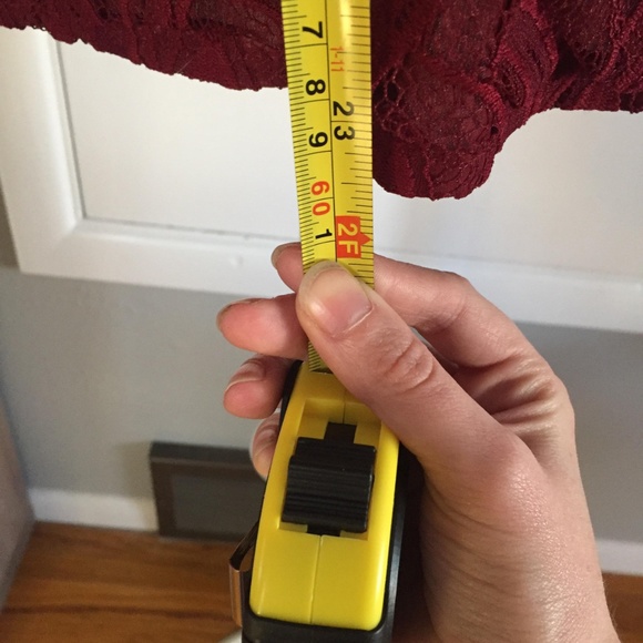 Maroon Lace Sheer Long Sleeve Blouse Button Detail - Picture 4 of 6